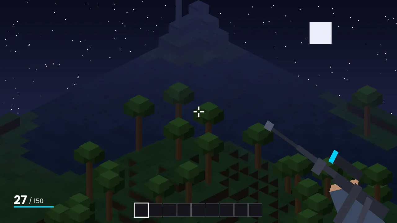 Night-time Minecraft forest seen down a TACZ rifle