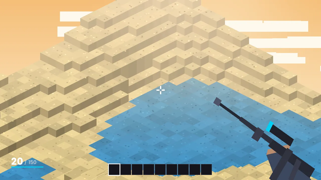 TACZ rifle aimed across a sandy desert biome